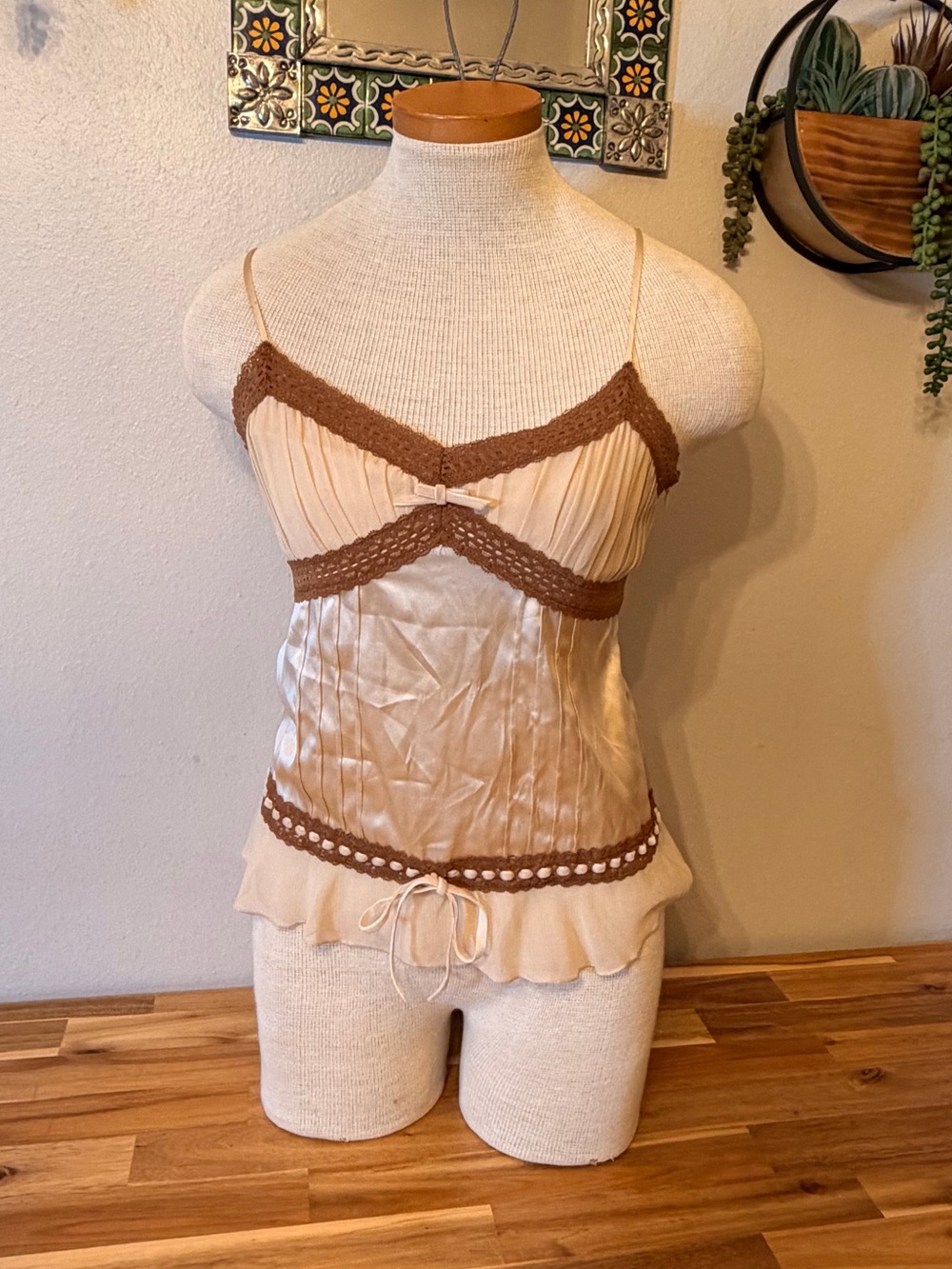 Vintage BEBE 91% Silk Babydoll Cami Top
